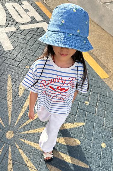 STRIPED T-SHIRT WITH NAUTICAL PRINT - Sky blue by Zara