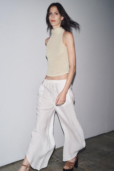 METALLIC THREAD HALTER TOP - Golden by Zara - Image 0