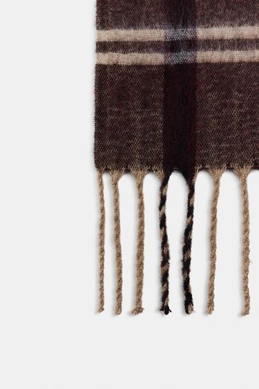 JACQUARD CHECK SCARF - GARNET by Zara - Image 4
