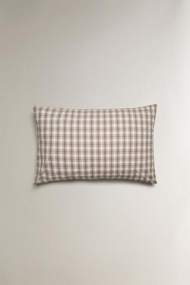 CHILDREN'S CHECK FLANNEL PILLOWCASE - Brown by Zara - Image 3