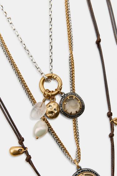 LOT DE 3 COLLIERS À PIERRES BRELOQUES - Or / Argent de Zara - Image 5