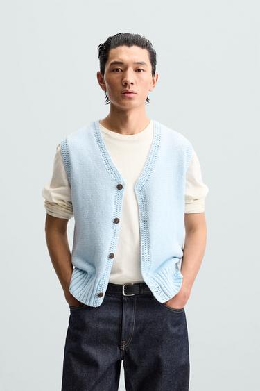 Zara KNIT VEST - Light blue