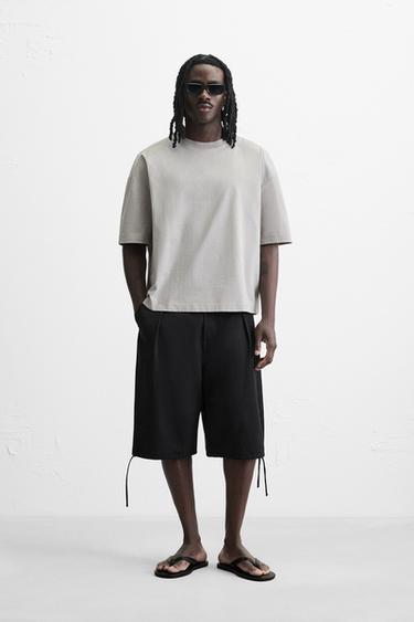 RELAXED FIT TECHNICAL T-SHIRT - Pearl grey by Zara