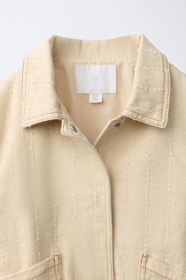 BLOUSON EN SERGÉ EFFRANGÉ - Sable / Chiné de Zara - Image 2