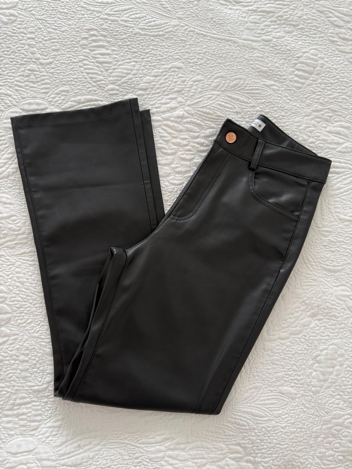 LEATHER EFFECT CROPPED MINI FLARE TROUSERS - Image 4