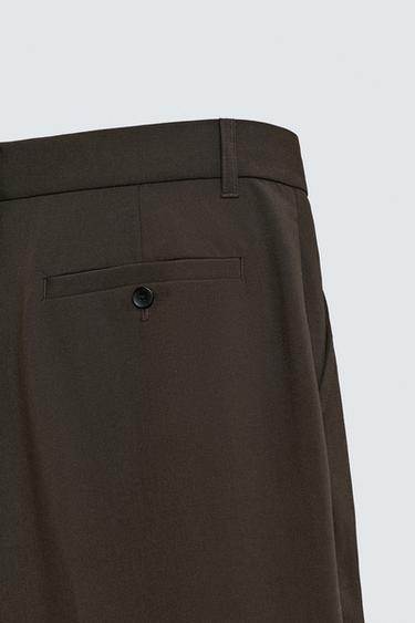 PLEATED WIDE-LEG TROUSERS - Brown by Zara - Image 9