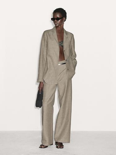 Americana ligera cuadros con algodón - Visón de Zara