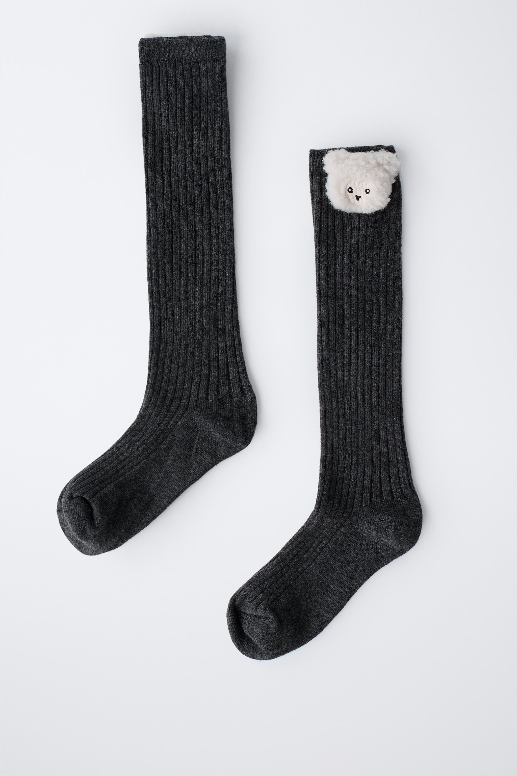 LONG RIBBED SOCKS WITH ANIMAL DETAIL