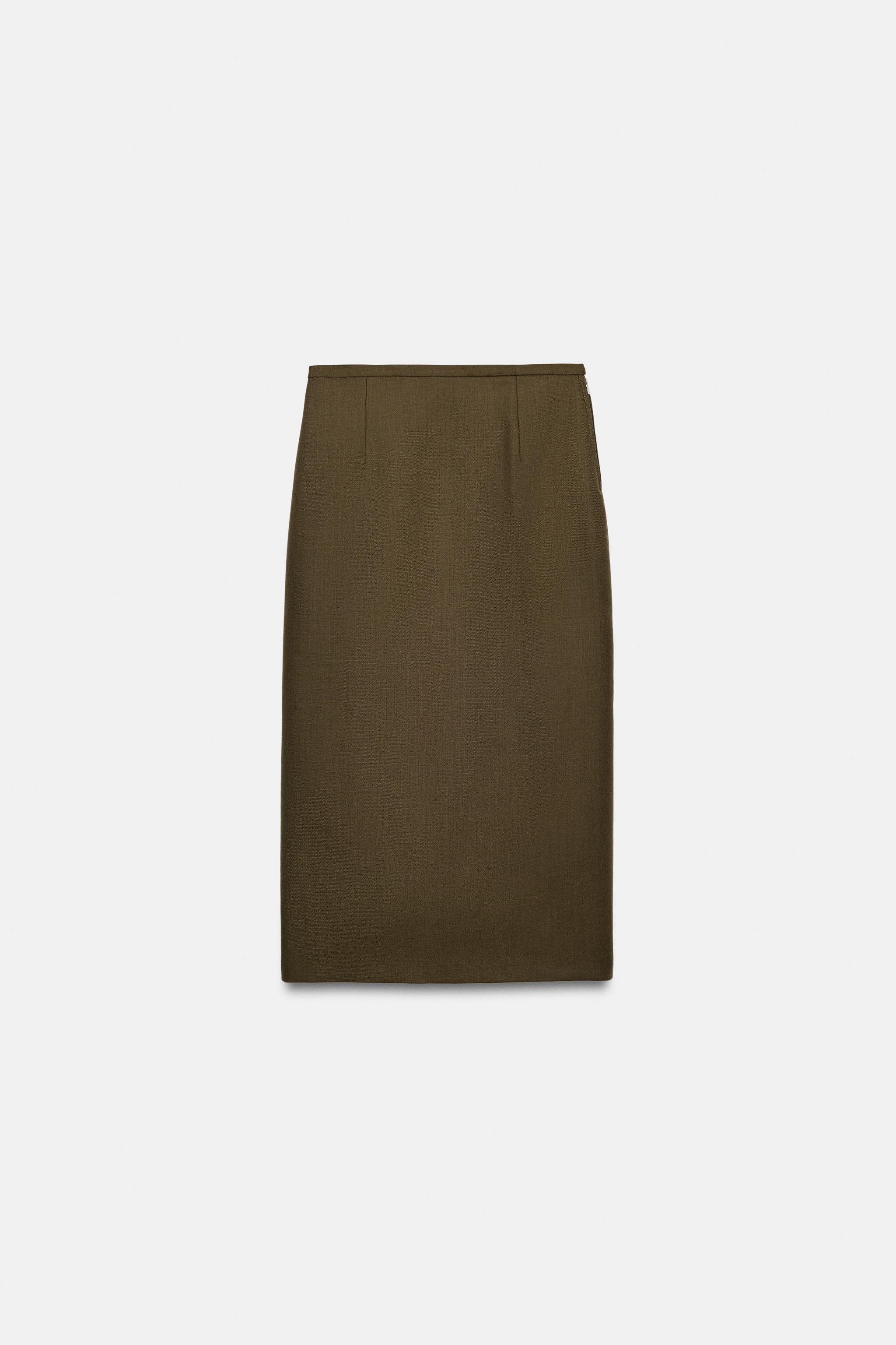 Zara ZW COLLECTION %100 YÜN DÜZ ETEK görsel 7