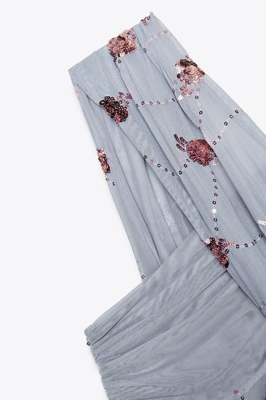 SEQUINNED DRAPED DRESS - Light blue by Zara - Image 6