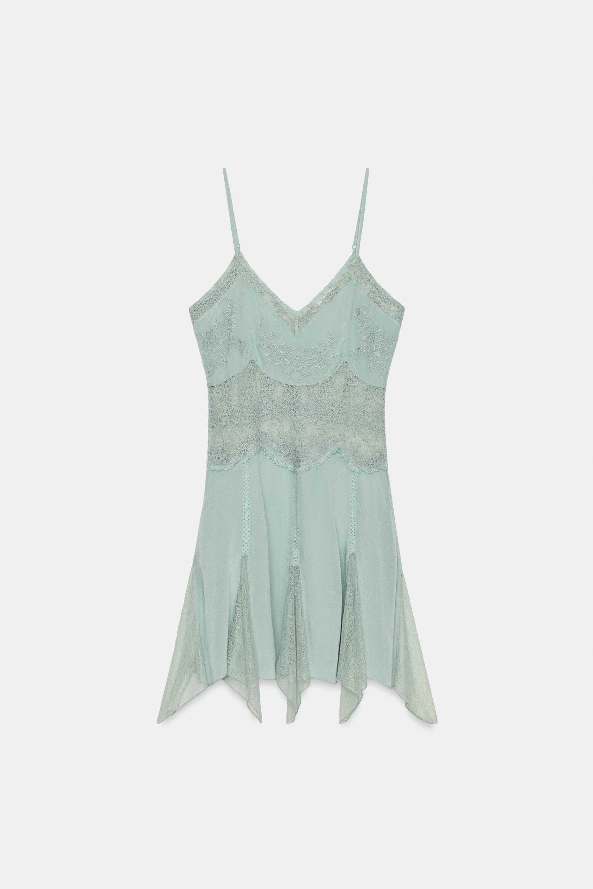 Zara ZW COLLECTION KISA DANTEL ELBİSE görsel 6