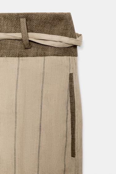 ZW COLLECTION COMBINED LINEN TROUSERS - Mid-camel by Zara - Image 6