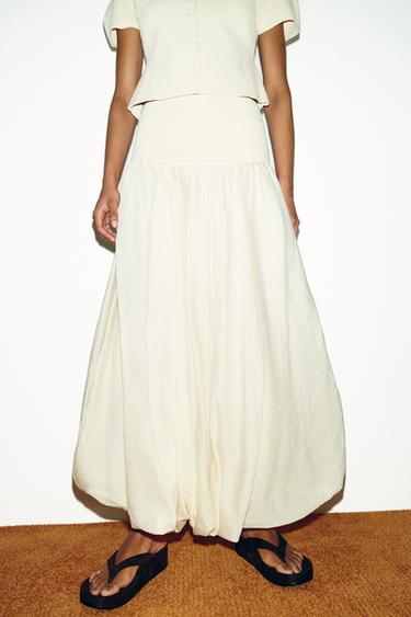 CONTRAST KNIT BALLOON SKIRT - Ecru by Zara