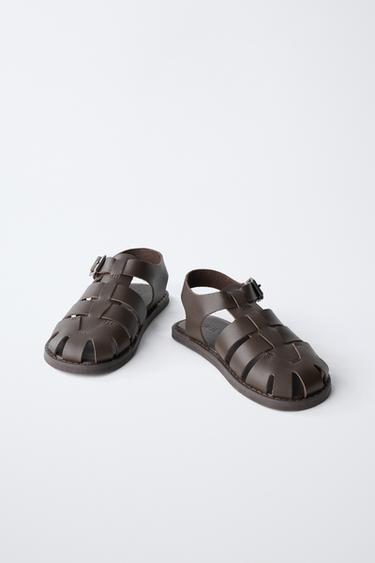SANDALES STYLE PLAGE EN CUIR - Marron de Zara - Image 2