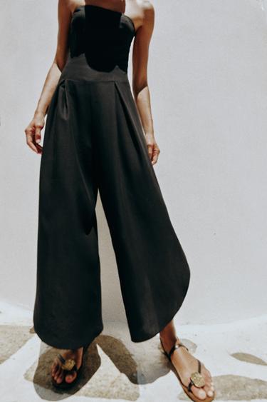 STRAIGHT NECKLINE MIDI JUMPSUIT - Black by Zara - Image 1