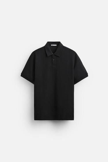Zara TEXTURED POLO - Black