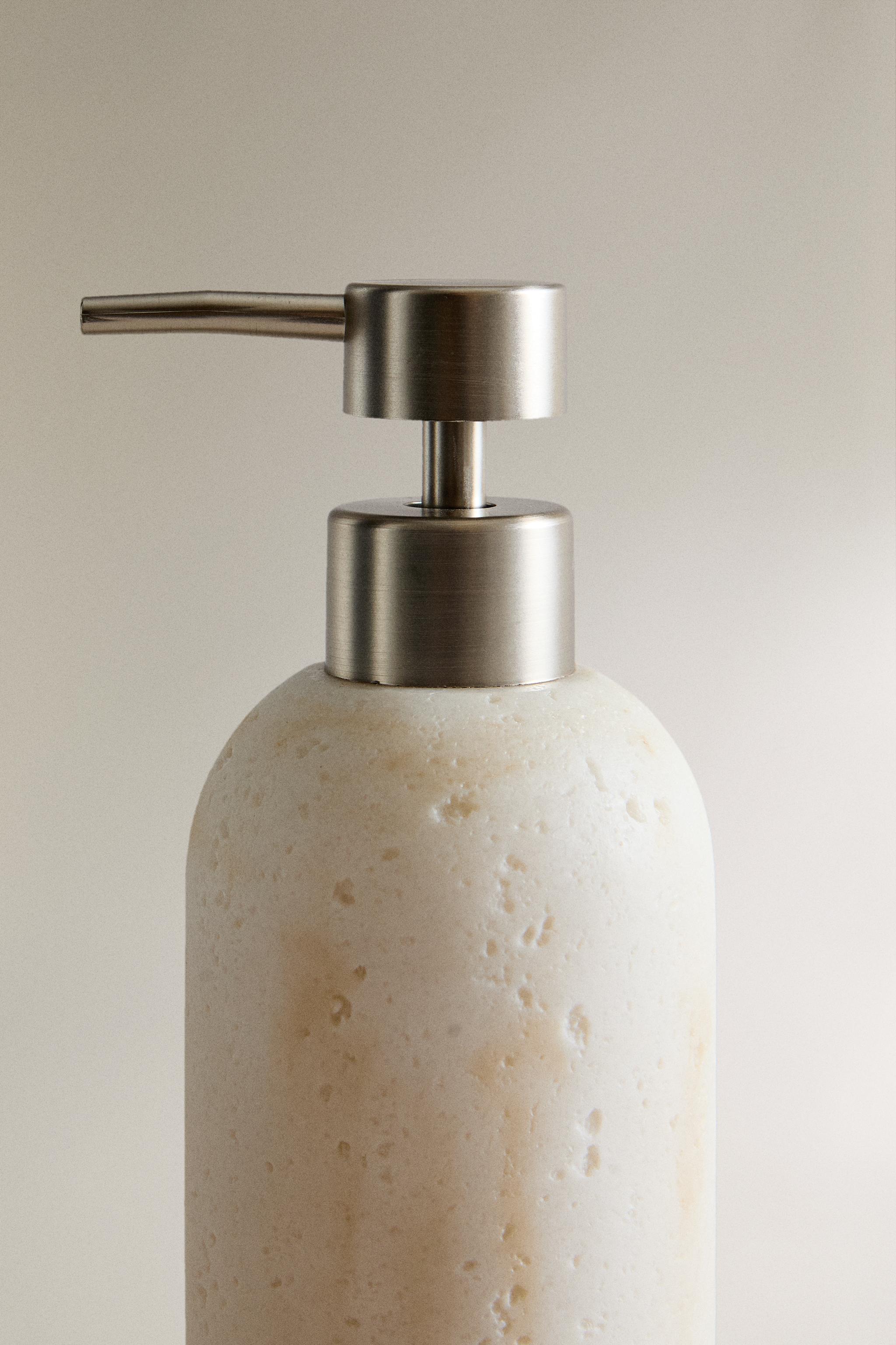 MARBLE-EFFECT SOAP DISPENSER — Beige