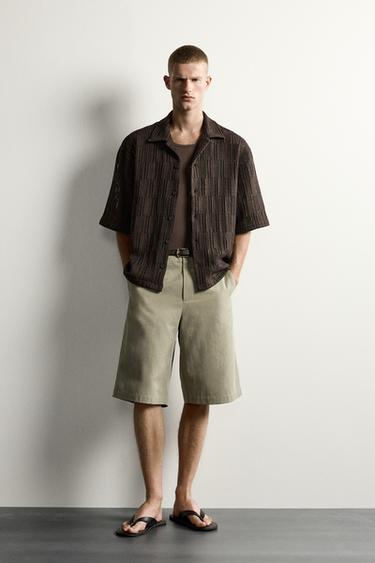 RELAXED FIT OPEN-KNIT SHIRT - Brown by Zara