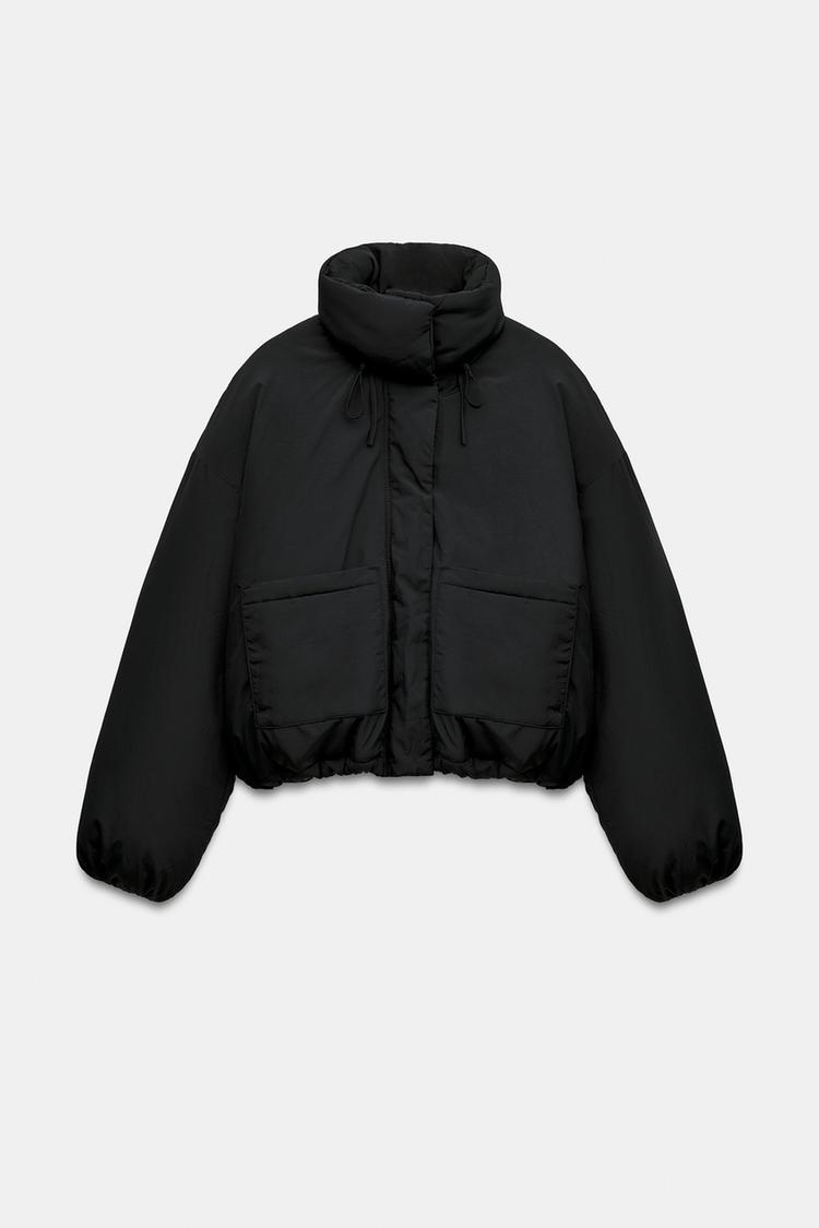 SHORT WATER-REPELLENT POCKET ANORAK — Black