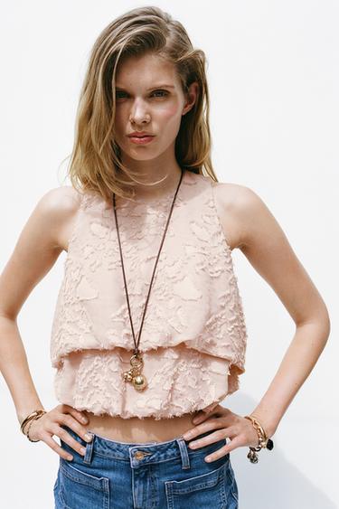 Zara Pink Ruffle Romatic Top Women's Pink Tops | ZARA United Kingdom