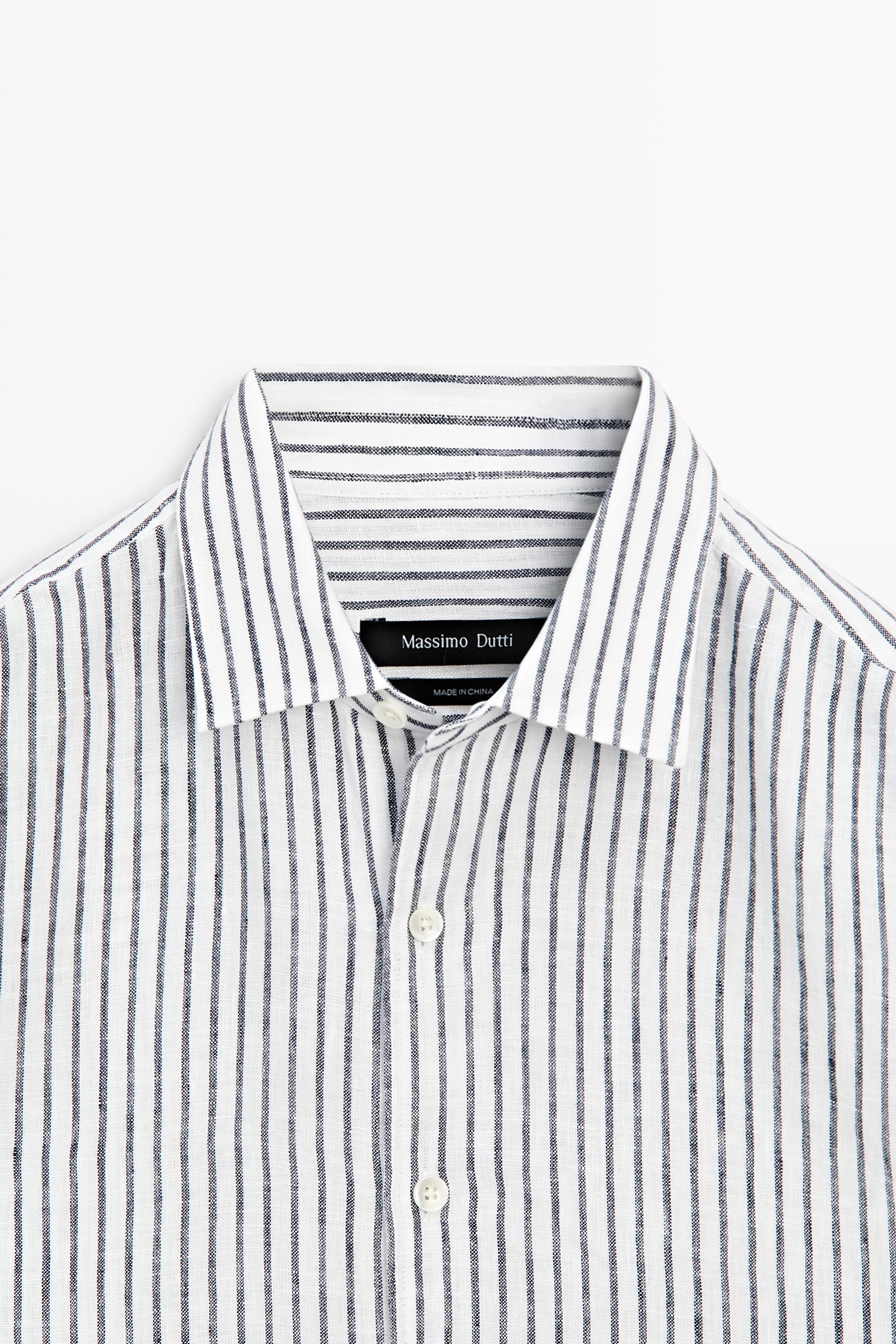 Chemise regular fit rayures 100 % lin