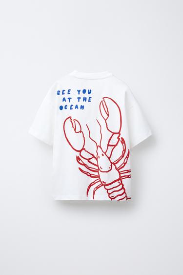 LOBSTER PRINT T-SHIRT - White by Zara - Image 1