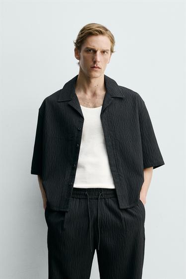 RELAXED FIT CHECK JACQUARD SHIRT - Black by Zara