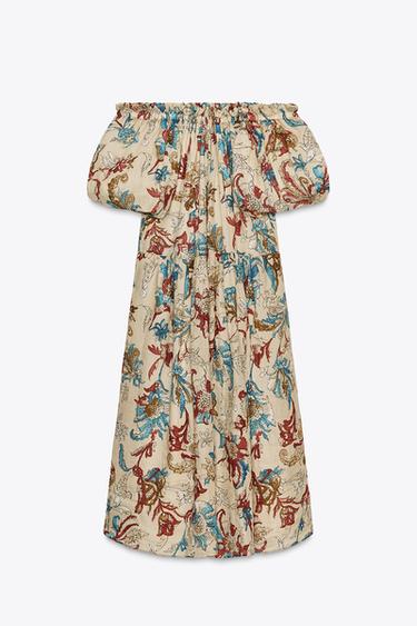 ROBE EN RAMIE IMPRIMÉE ZW COLLECTION - Sable de Zara - Image 7