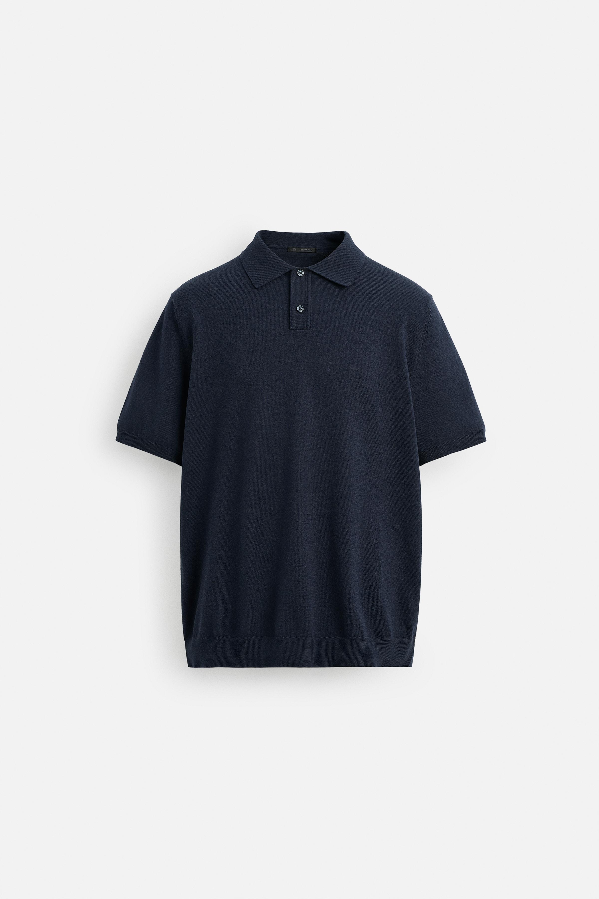 新品【ZARA】メリノウール ニットポロシャツ ネイビー【新品、未