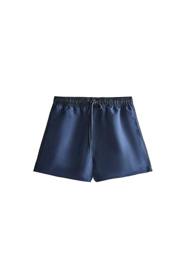 PLAIN CONTRAST BEACH SWIMMING TRUNKS - Blue by Zara