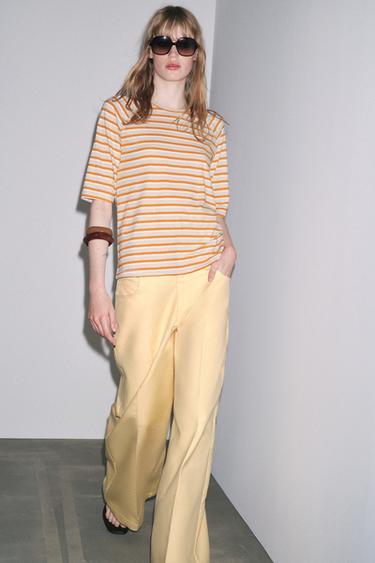 CAMISETA RAYAS - blanco-naranja de Zara