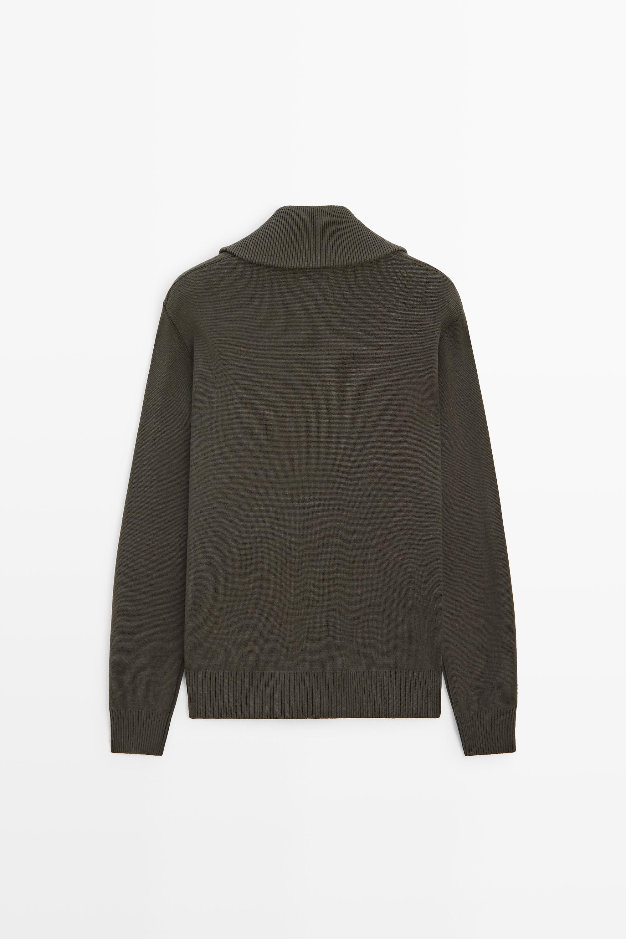100% cotton zip-up knit cardigan