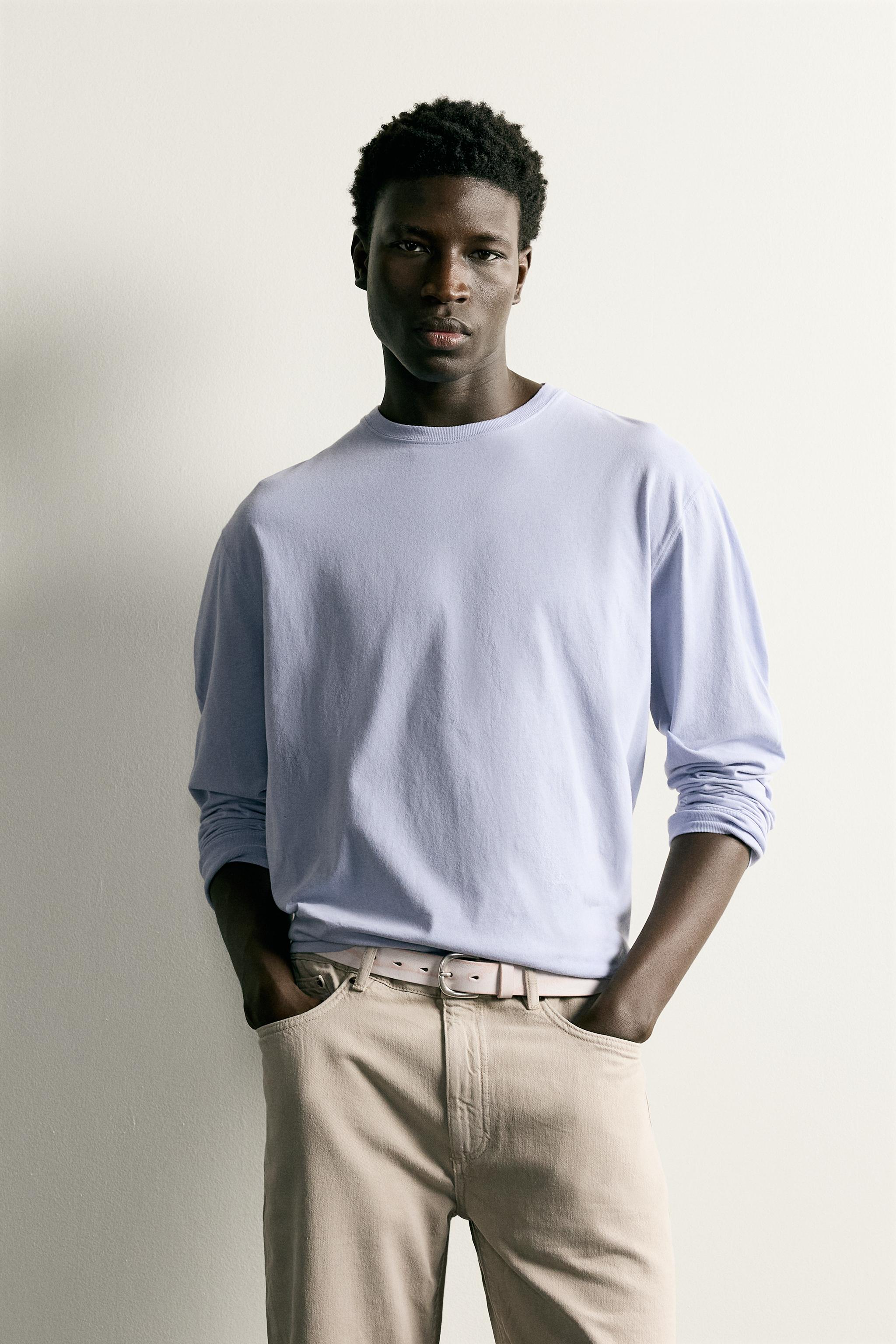 LIGHTWEIGHT LONG SLEEVE T-SHIRT — Sky blue