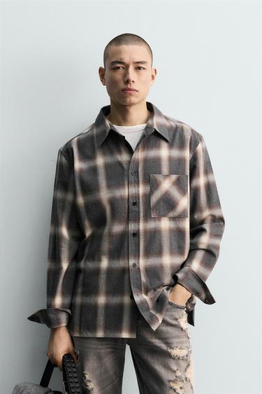 CHECK SHIRT WITH POCKETS - Brown by Zara