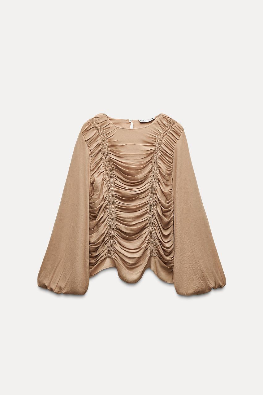 ZW COLLECTION ドレープ トップス - キャラメル | ZARA Japan / 日本