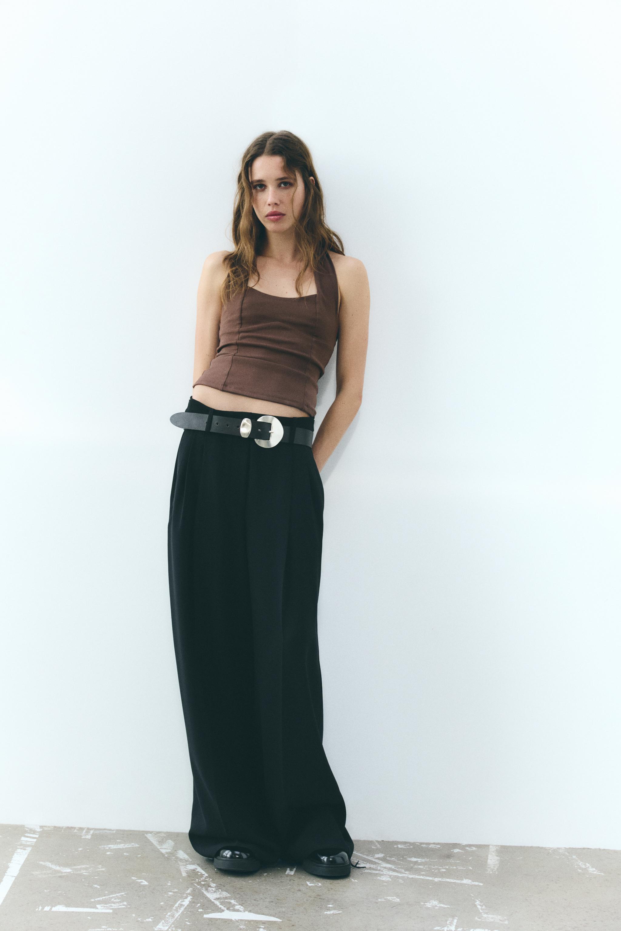 zara black halter top
