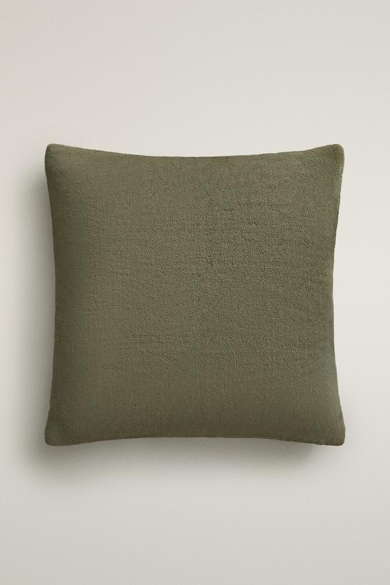 SOLID FAUX FUR CUSHION COVER - Green by Zara - Image 0