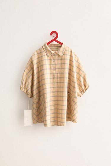 Zara ZARA TIMELESS - PLAID SHIRT DRESS - Light yellow