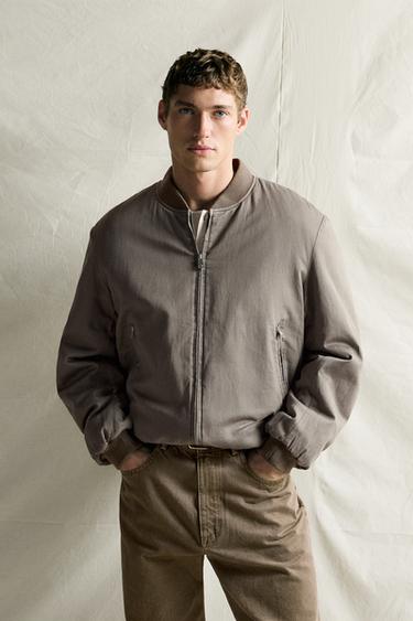 PADDED BOMBER JACKET — Taupe grey 2