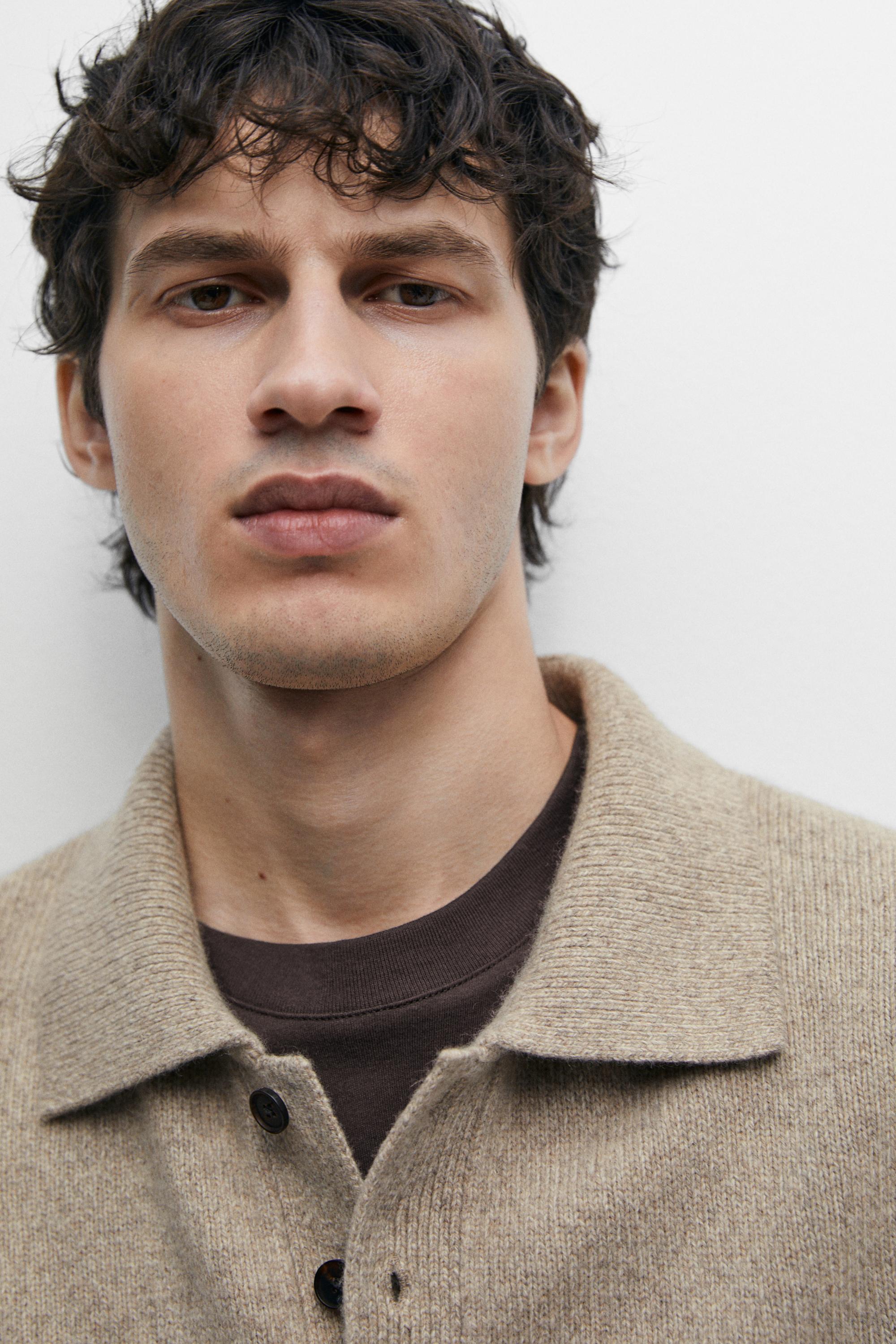 100% wool knit polo sweater