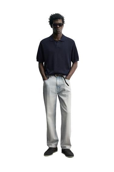 SILK/LINEN KNIT POLO SHIRT - Dark navy by Zara