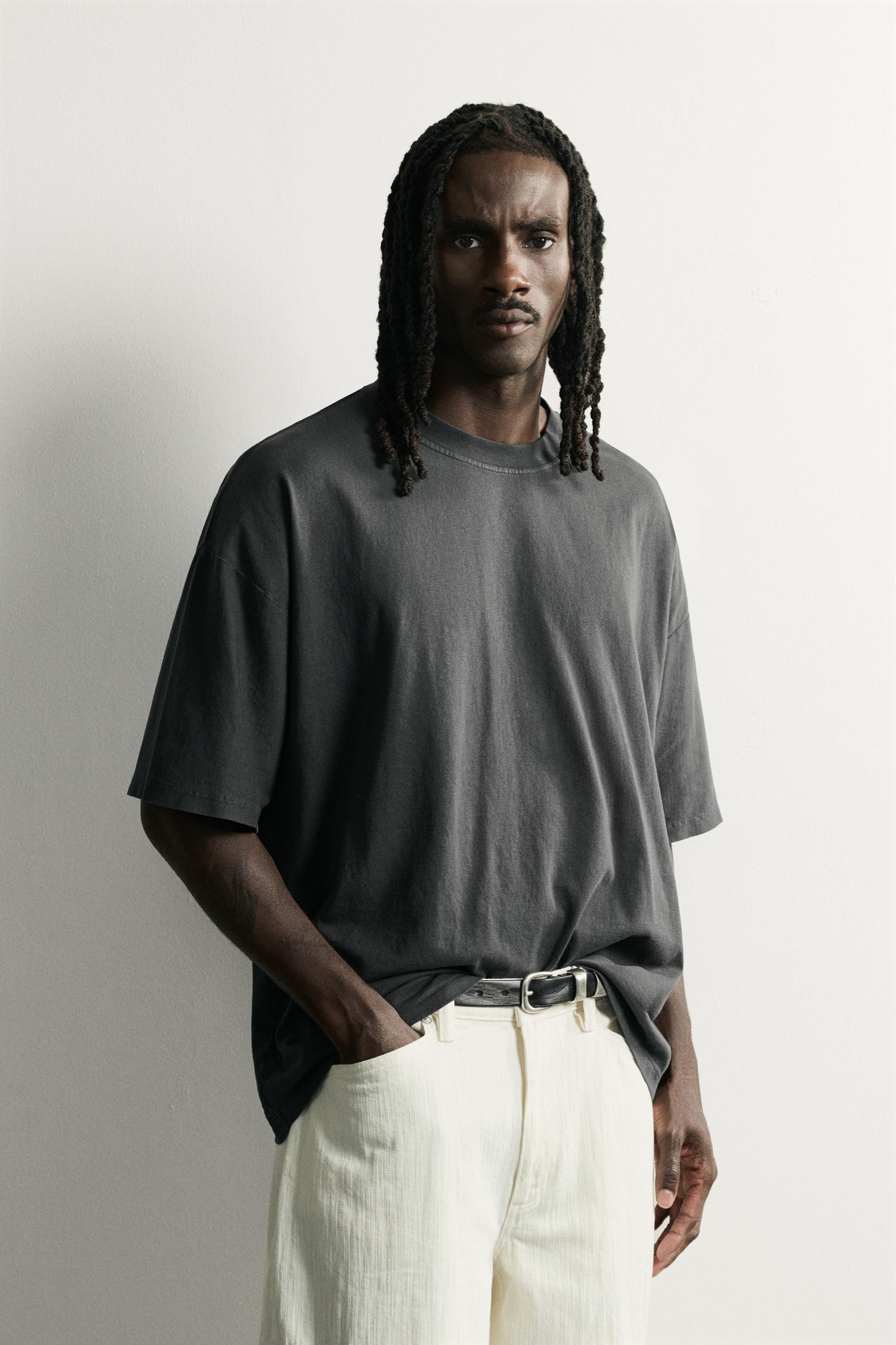 BASIC RELAXED FIT WASHED T-SHIRT — Dark anthracite