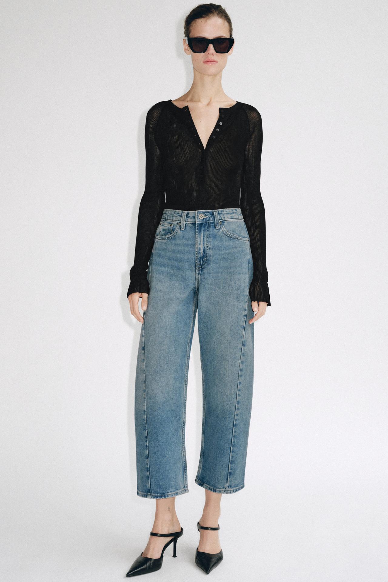 ZW COLLECTION MID-RISE ANKLE RELAXED JEANS — Light blue