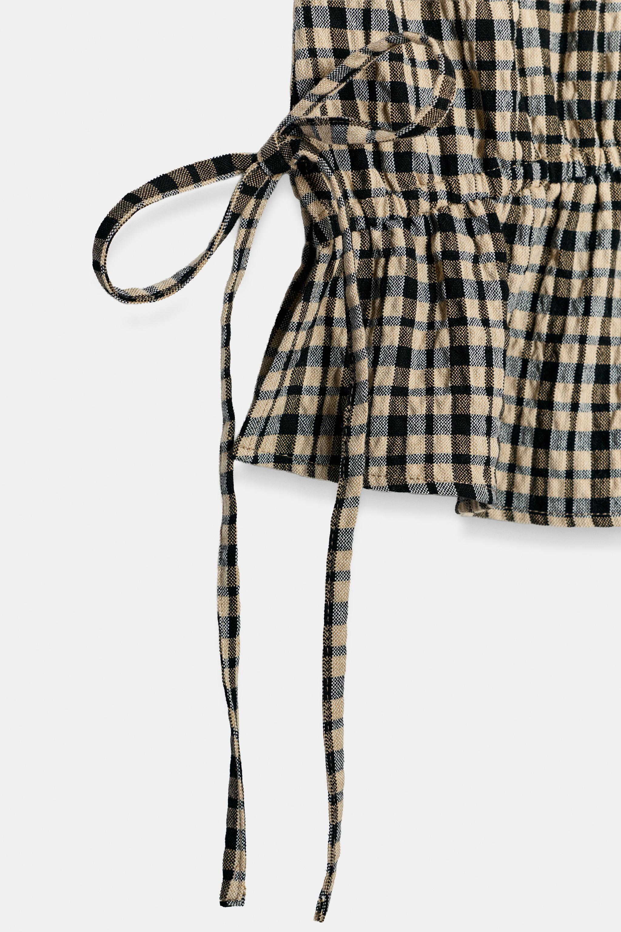 BLOUSE CARREAUX VOLANTS