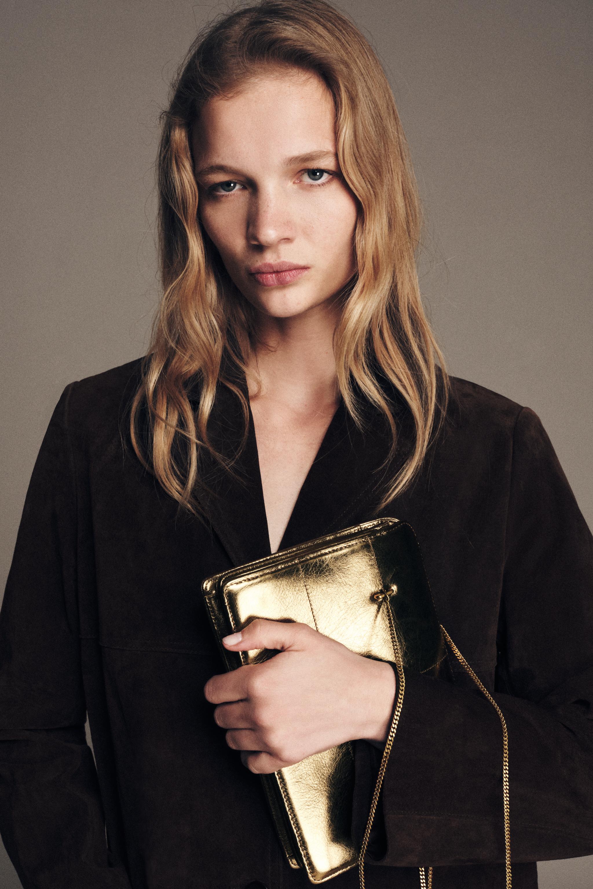LEATHER SHOULDER BAG - Bronze | ZARA United States