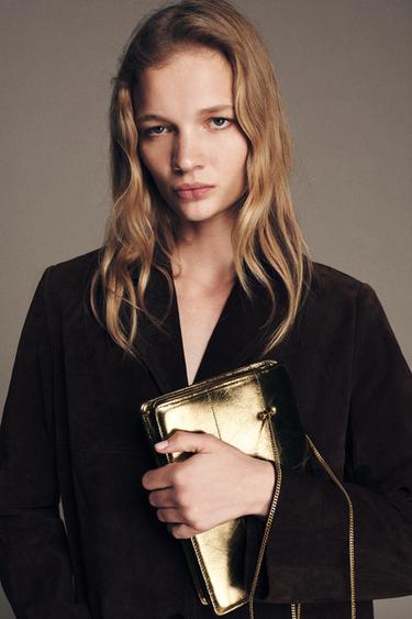 BOLSO DE HOMBRO PIEL - Bronce de Zara