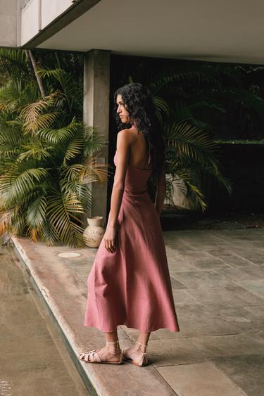 RAMIE HALTER MIDI DRESS - MARSALA by Zara - Image 3