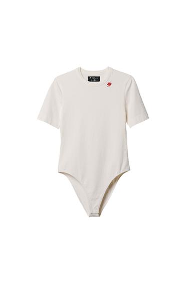 Zara WILLY CHAVARRIA X ZARA EMBROIDERED SHORT SLEEVE BODYSUIT - Oyster-white