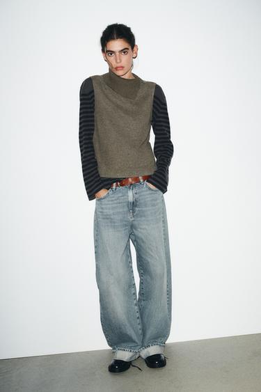 SOFT SCOOP NECK TOP - Green marl by Zara