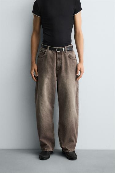 JEAN BAGGY FIT - Marron de Zara